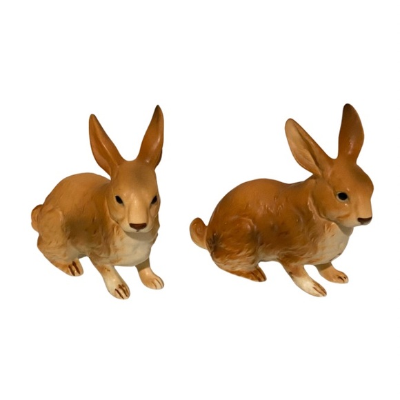 Mid century Lefton brown ceramic rabbit figurines. Perfect for Easter decor! - Picture 3 of 5